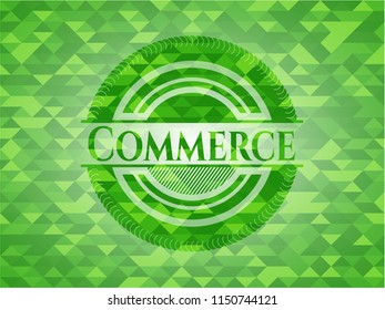 Commerce green emblem with mosaic background