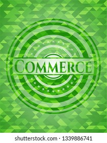 Commerce green emblem. Mosaic background