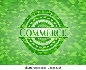 Commerce green emblem with mosaic background