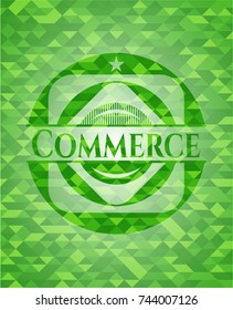Commerce green emblem with mosaic background
