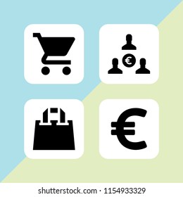 commerce icon. 4 commerce set with commerce and shopping, euro and shopping cart vector icons for web and mobile app