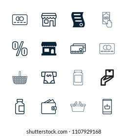 Commerce icon. collection of 16 commerce filled and outline icons such as bill of house sell, credit card, atm money withdraw. editable commerce icons for web and mobile.