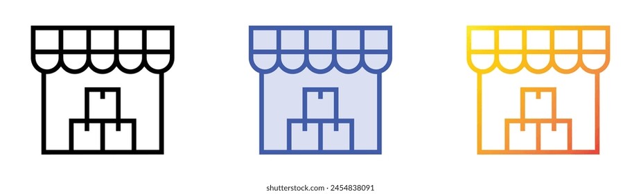 icono de comercio. Diseño de estilo de relleno lineal, azul y degradado aislado sobre fondo blanco