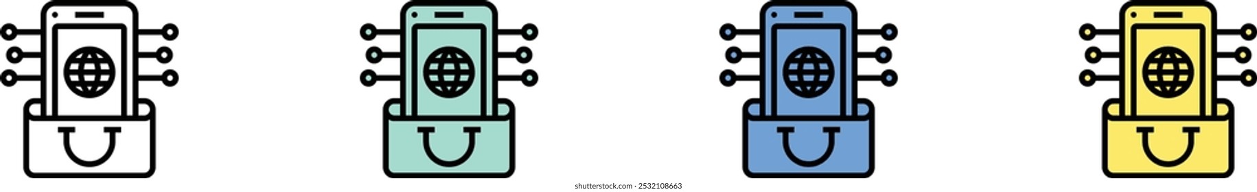 commerce icon. Outline, Green, Blue and Yellow Style Design Isolated On White Background
