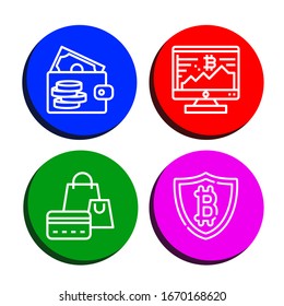 conjunto de iconos de comercio. Colección de iconos de Billetes, Bitcoin, Tarjetas de crédito