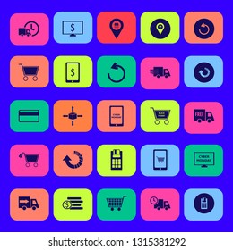 commerce icon set with cyber monday mobile, free delivery and fast delivery truck vector illustration