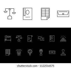 Commerce icon set and invoice with price, global and book. Weigh related commerce icon vector for web UI logo design.