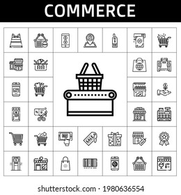 commerce icon set. line icon style. commerce related icons such as online shopping, shop, cash register, discount, shopping basket, supermarket, supermarket gift, online shop