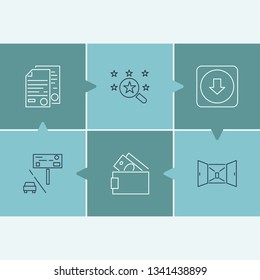 Commerce icon set and open with advertise, app and document. Wallet related commerce icon vector for web UI logo design.