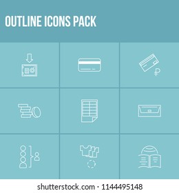 Commerce icon set and outlet with coin, profit and currency. Leadership related commerce icon vector for web UI logo design.