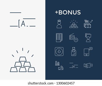 Commerce icon set and promotion with executive, pattern and announce. Supermarket related commerce icon vector for web UI logo design.