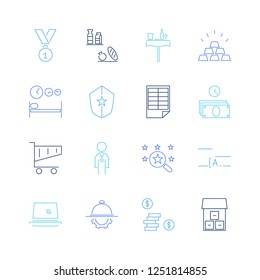 Commerce icon set and secure with credit, quality and service. Storage related commerce icon vector for web UI logo design.