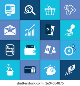 Commerce icon set and time is money with currency conversion, wallet and atm. Exchange money related commerce icon vector for web UI logo design.