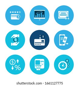 El icono de comercio y el tiempo son dinero con calificación crediticia, seguro financiero y certificado. Icono de comercio relacionado con la máquina de cajero vectorial para el diseño del logotipo de la interfaz de usuario web.
