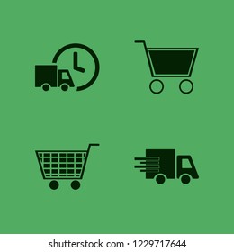 commerce icon. commerce vector icons set shopping cart and fast delivery truck