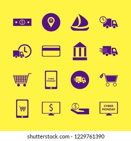 commerce icon. commerce vector icons set bank, money cash, dollar symbol computer and mobile shopping