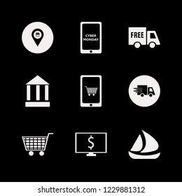 commerce icon. commerce vector icons set mobile shopping, ship, bank and store location