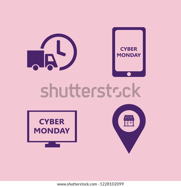 commerce
icon. commerce vector icons set cyber monday computer, cyber monday
mobile, fast delivery truck and store
location