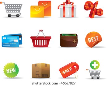 Commerce icons, colorful set. Shopping icons collection.