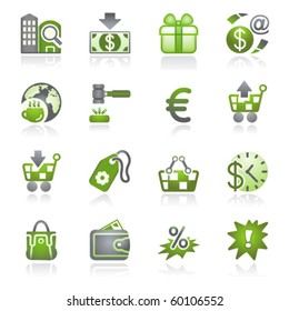 Commerce icons. Gray and green series.