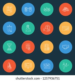 Commerce icons line style set with accounting, time is money, financial service and other cash pile elements. Isolated vector illustration commerce icons.