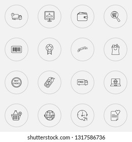 Commerce icons line style set with big sale, online shop, best choice and other support elements. Isolated vector illustration commerce icons.