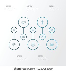 Commerce icons line style set with financial insurance, financial planner, balance and other chart elements. Isolated vector illustration commerce icons.