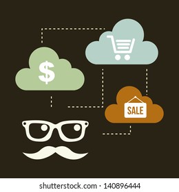 commerce icons over black background vector illustration