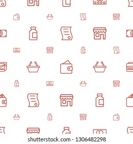 commerce icons pattern seamless white background. Included editable outline bill of house sell, wallet, credit card, medical bottle, shopping basket icons. commerce icons for web and mobile.