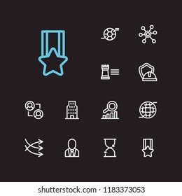 Commerce icons set. Business marketing and commerce icons with business office, safety and web. Set of building for web app logo UI design.