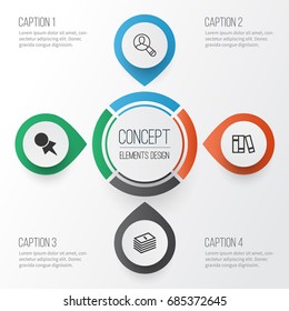 Commerce Icons Set. Collection Of Bookshelf, Discount Coupon, Dollar Banknote And Other Elements. Also Includes Symbols Such As Bookshelf, Books, Discount.