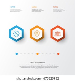 Commerce Icons Set. Collection Of E-Trade, Discount Location, Rebate Sign And Other Elements. Also Includes Symbols Such As Badge, Marker, Rebate.