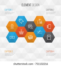 Commerce Icons Set. Collection Of Outgoing Earnings, Price, Black Friday And Other Elements. Also Includes Symbols Such As Pay, Notepad, Day.