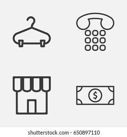 Commerce Icons Set. Collection Of Peg, Shop, Buck And Other Elements.