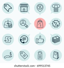 Commerce Icons Set. Collection Of Shop, Recurring Payements, Handbag Elements. Also Includes Symbols Such As Discount, Money, Market.