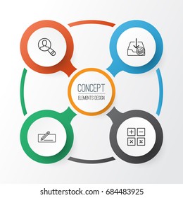 Commerce Icons Set. Collection Of Withdraw Money, Calculation Tool, Money Transfer And Other Elements. Also Includes Symbols Such As Compute, Count, Download.