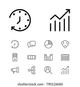 Commerce icons set with structure, money and factory elements. Set of commerce icons and chatting concept. Editable vector elements for logo app UI design.