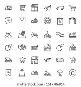 Commerce line icon set. Collection of high quality black outline logo for mobile concepts and web apps. Commerce set in trendy flat style. Vector illustration on a white background