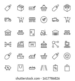 Commerce line icon set. Collection of high quality black outline logo for mobile concepts and web apps. Commerce set in trendy flat style. Vector illustration on a white background