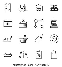 Commerce line icon set. Collection of high quality black outline logo for mobile concepts and web apps. Commerce set in trendy flat style. Vector illustration on a white background