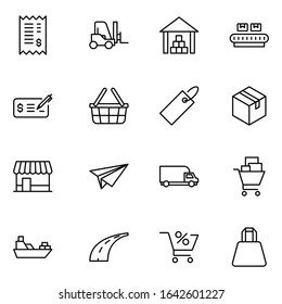 Commerce line icon set. Collection of high quality black outline logo for mobile concepts and web apps. Commerce set in trendy flat style. Vector illustration on a white background