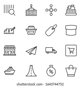 Commerce line icon set. Collection of high quality black outline logo for mobile concepts and web apps. Commerce set in trendy flat style. Vector illustration on a white background