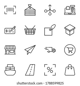 Commerce line icon set. Collection of high quality black outline logo for mobile concepts and web apps. Commerce set in trendy flat style. Vector illustration on a white background