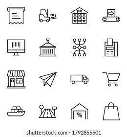 Commerce line icon set. Collection of high quality black outline logo for mobile concepts and web apps. Commerce set in trendy flat style. Vector illustration on a white background