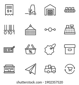 Commerce line icon set. Collection of high quality black outline logo for mobile concepts and web apps. Commerce set in trendy flat style. Vector illustration on a white background
