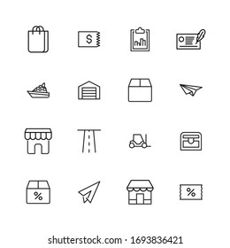 commerce line icons set. Stroke vector elements for trendy design. Simple pictograms for mobile concept and web apps. Vector line icons isolated on a white background. 