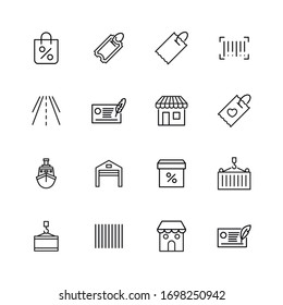 commerce line icons set. Stroke vector elements for trendy design. Simple pictograms for mobile concept and web apps. Vector line icons isolated on a white background. 