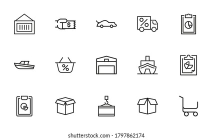 Commerce line icons set. Stroke vector elements for trendy design. Simple pictograms for mobile concept and web apps. Vector line icons isolated on a white background.