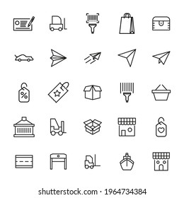 Commerce line icons set. Stroke vector elements for trendy design. Simple pictograms for mobile concept and web apps. Vector line icons isolated on a white background.