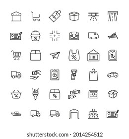 Commerce line icons set. Stroke vector elements for trendy design. Simple pictograms for mobile concept and web apps. Vector line icons isolated on a white background.